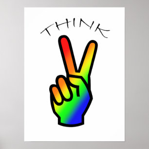 Denk aan vredesregenboog poster