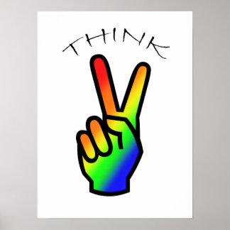 Denk aan vredesregenboog poster
