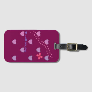 Denk aan vreugde harten en pootafdrukken bagagelab bagagelabel