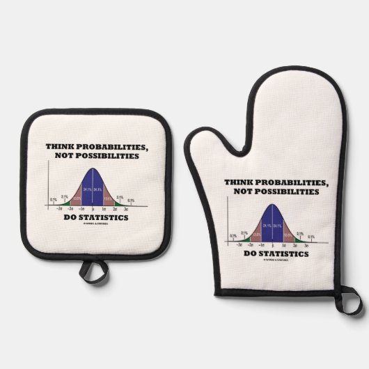 Denk aan waarschijnlijkheden, geen mogelijke stati ovenwant & pannenlap set (Voorkant)