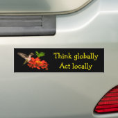 Denk aan wereldwijde lokale rode Bumpersticker (Op auto)
