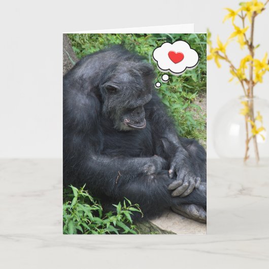 Denk aan You Chimpansee Kaart (Gele Bloem)