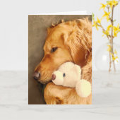 Denk aan You Cute Sad Golden Retriever Dog Pet Kaart (Gele Bloem)