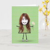 Denk aan You Stick Girl met Daisies Kaart (Gele Bloem)