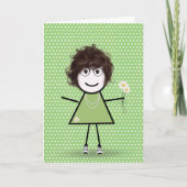 Denk aan You Stick Girl met Daisies Kaart (Voorkant)