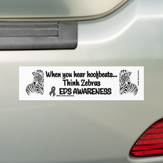 Denk aan Zebras...EDS Bumpersticker (Op auto)