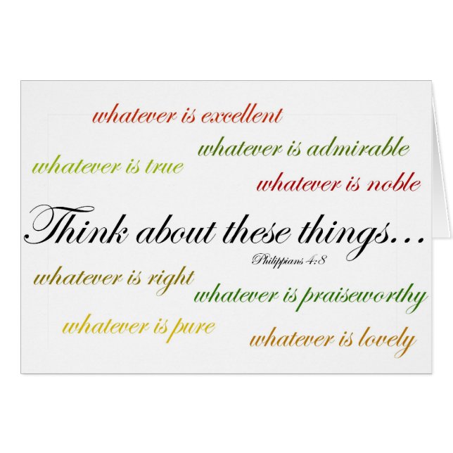 Denk aan zulke dingen... Filippijnen 4:8 (Voorkant Horizontaal)