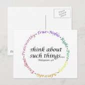 Denk aan zulke dingen... Filippijnen 4:8 Briefkaart (Voorkant / Achterkant)