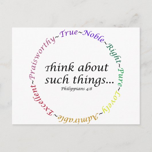 Denk aan zulke dingen... Filippijnen 4:8 Briefkaart (Voorkant)