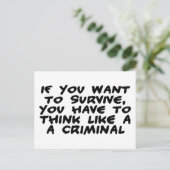 Denk als een crimineel briefkaart (Staand voorkant)