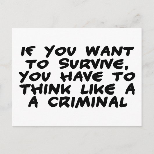 Denk als een crimineel briefkaart (Voorkant)