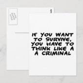 Denk als een crimineel briefkaart (Voorkant / Achterkant)