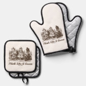 Denk als een koningin die advies geeft aan Alice H Ovenwant & Pannenlap Set (Voorkant / Achterkant)