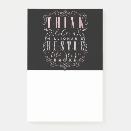 Denk als een miljonair, werk als gek alsof je blut post-it® notes (Voorkant)