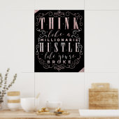 Denk als een miljonair, werk als gek alsof je blut poster (Keuken)