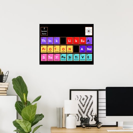 Denk als een porton en blijf positief poster (Thuiskantoor)