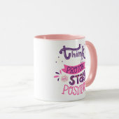 Denk als een proteïne en blijf positief koffie mok (Voorkant rechts)