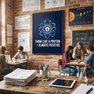 Denk als een Proton Altijd Positief Wetenschap Poster