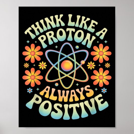Denk als een proton altijd positieve grappige spre poster (Voorkant)