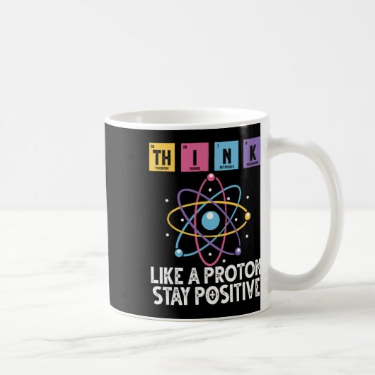 Denk als een proton blijf positief Funny Science A Koffiemok (Rechts)