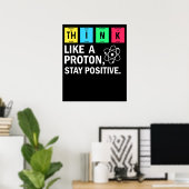 Denk als een Proton Blijf Positief Funny Wetenscha Poster (Thuiskantoor)