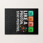 Denk als een proton blijf positieve grappige weten legpuzzel (Horizontaal)