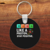 Denk als een proton blijf positieve grappige weten sleutelhanger (Voorkant)