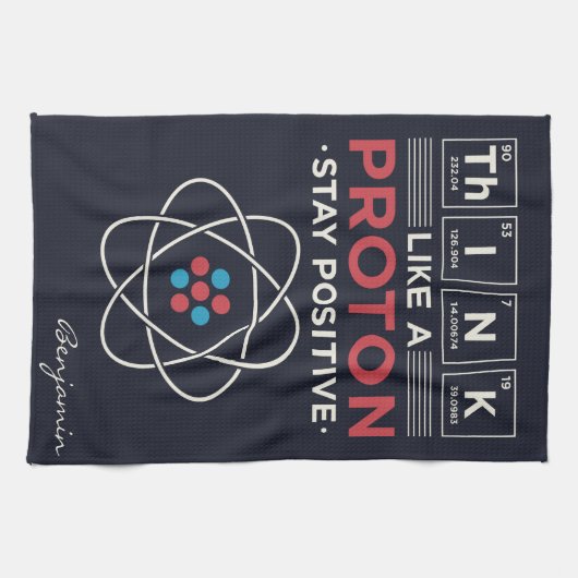 Denk als een Proton Chemistry leraar en nerd Theedoek (Horizontaal)
