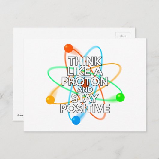 DENK ALS EEN PROTON EN BLIJF POSITIEF BRIEFKAART (Voorkant / Achterkant)