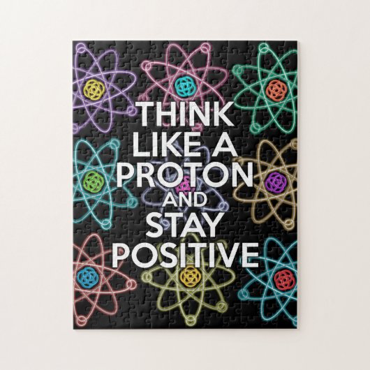 Denk als een proton en blijf positief Wetenschap Legpuzzel (Verticaal)