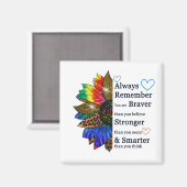 Denk altijd dat je moedig bent dan je gelooft magneet (Voorkant / Achterkant)