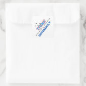 Denk anders 6.w vierkante sticker (Tas)