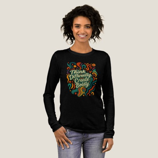 Denk anders. Creëer moedig. — Onverschrokken geest Tri-Blend Shirt (Voorkant)