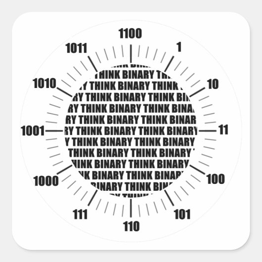 Denk Binaire Klok (de Humor van Geek) Vierkante Sticker (Voorkant)