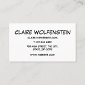 Denk Bubbel Pret Retro Stripboek Blauw Visitekaartje (Achterkant)