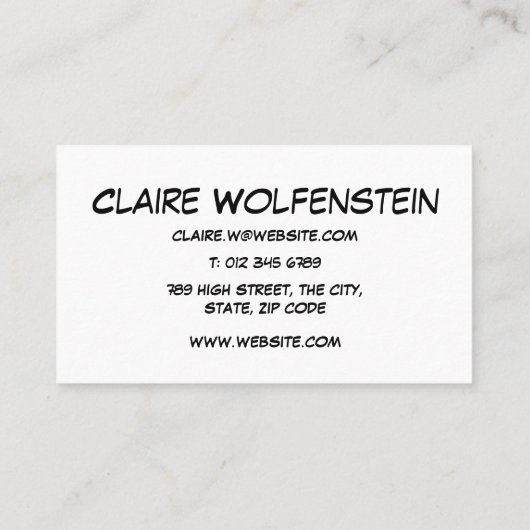 Denk Bubbel Pret Retro Stripboek Blauw Visitekaartje (Achterkant)