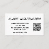 Denk Bubbel QR Code Plezierig Stripboek Blauw Visitekaartje (Achterkant)