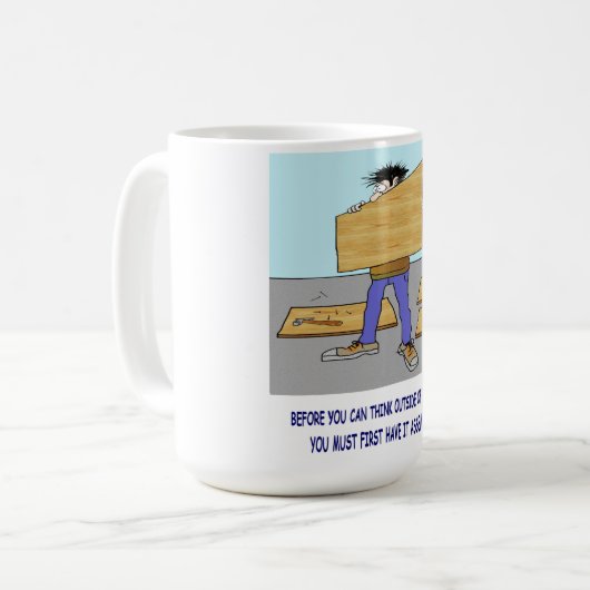 DENK BUITEN DE BOX mok (Voorkant links)