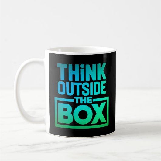 Denk buiten de box, Motivatie quote Koffiemok (Links)