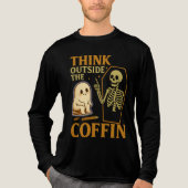 Denk buiten de Coffin Ghost Skeleton Halloween Tri-Blend Shirt (Voorkant volledig)