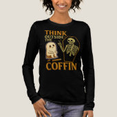Denk buiten de Coffin Ghost Skeleton Halloween Tri-Blend Shirt (Voorkant)