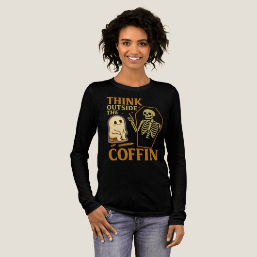 Denk buiten de Coffin Ghost Skeleton Halloween Tri-Blend Shirt (Voorkant)
