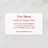 Denk buiten de doos aan de rode moderne profession visitekaartje (Achterkant)