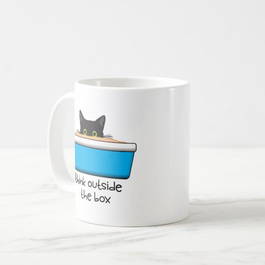 Denk buiten de doos. De kattendoos, dat is dat. Koffiemok (Voorkant links)