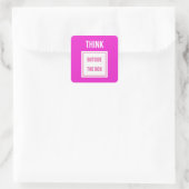 Denk buiten de doos diep roze vierkante sticker (Tas)