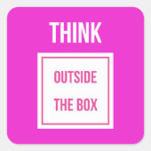 Denk buiten de doos diep roze vierkante sticker (Voorkant)