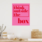 Denk buiten de doos - Fun, Hot Pink Typografie Poster (Keuken)