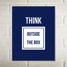 Denk buiten de doos motivatie blauw poster