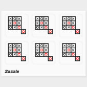 Denk buiten de doos Tic Tac toe Extra Smart Clev Vierkante Sticker (Vel)