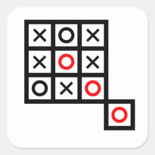 Denk buiten de doos Tic Tac toe Extra Smart Clev Vierkante Sticker